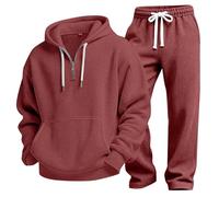 Survêtement gaufré pour homme - Ensemble complet - Sweat à capuche et pantalon de jogging - Avec cordon de serrage - Manches longues - Sweat à capuche et pantalon de jogging - Couleur unie - Style