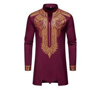Survêtement Homme Coton Jogging Maison Africaine Mode Hommes Personnalité Couleur Unie Lâche Hot Or Manches Longues Haut Et Pantalon, rouge, M
