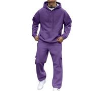 Survetement Homme Ensemble Homme Elastique Musculation Sweatpants 2 Pièces Tennis Chaud Activewear Baggy Football Oversize Basket Tenue D'intérieur Habit Complet Vetement 2#Violet M