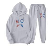 Survetement Homme Ensemble Imprimé Smiley Drole avec Pull Sweat a Capuche + Pantalon Jogging Sportswear Tenue de Sport Pulls Sweatshirts + Pantalons Grande Taille Streetwear Y2K Automne Hiver Chaud