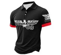 Survetement Homme,Polo Homme Manches Longues,Veste Casual pour Homme - Chemise légère à Manches Courtes Net Coupe Ample Motif imprimé Style européen et époque Historique inspiré (Black, XL)