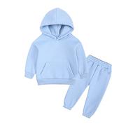 Survêtement pour Enfant garçon et Fille col Rond Haut et Pantalon avec Poche Sportswear, Tracksuit Set for Jogging Décontracté Confortable surdimensionné Ensemble Veste Polaire pour bébé