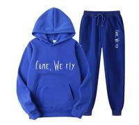 Survêtement pour femme Ensemble de sport Automne/Hiver Doux Impression Lettres Survêtements Sweat à capuche et pantalon de jogging 2 pièces avec poches et cordon de serrage Pantalon de course en plein
