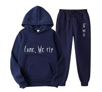 Survêtement pour femme Ensemble de sport Automne/Hiver Doux Impression Lettres Survêtements Sweat à capuche et pantalon de jogging 2 pièces avec poches et cordon de serrage Pantalon de course en plein