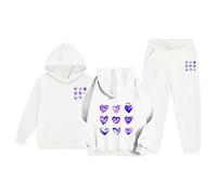 Survêtement pour Fille 2 Pièces Ensemble Unisexe L’Hiver Sweats À Capuche Jogging Rétro Sweat À Capuche avec Pantalon De Sport Tenue De Running Décontract Rentrée Scolaire
