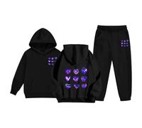 Survêtement pour Fille 2 Pièces Ensemble Unisexe L’Hiver Sweats À Capuche Jogging Rétro Sweat À Capuche avec Pantalon De Sport Tenue De Running Décontract Rentrée Scolaire