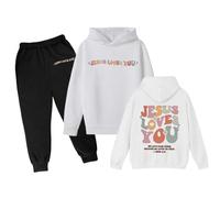 Survêtement pour Filles Ensemble de Sport Fille Ensembles Enfant Unisex Jogging d'Entraînement Décontracté Sports Sweat Capuche Pantalons Vêtements Mode 5-15 Ans