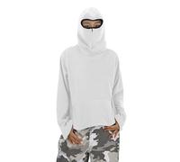 Survêtement pour filles et enfants Survêtement de sport Tenue de sport Fille Couleur unie Ninj A Balaclav A Sweat à capuche Mode Ample Pull décontracté Vêtements d'extérieur pour, Blanc., 11-12 ans