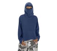 Survêtement pour filles et enfants Survêtement de sport Vêtements de sport Fille Couleur unie Ninj A Balaclav A Sweat à capuche Mode Ample Pull décontracté Vêtements d'extérieur pour, Marine, 7-8 ans