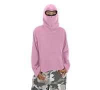 Survêtement pour filles et enfants Survêtement de sport Vêtements de sport Fille Couleur unie Ninj A Balaclav A Sweat à capuche Mode Ample Pull décontracté Vêtements d'extérieur pour, Rose, 15-16 ans