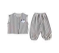 Survêtement pour garçon et enfant - Ensemble de vêtements d'été pour garçons - Décontracté - Rayé - Débardeur - Pantalon - Vêtements pour tout-petits - Confortable - Tenue de printemps pour la maison