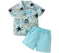 Survêtement pour garçon - Vêtement de sport pour enfant - Mode d'été - Garçon - Petit dinosaure coréen - Chemise short à manches courtes - Impression de lettres - Short, b, 12-18 mois