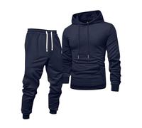 Survêtement pour homme - Couleur unie - Cordon de serrage - Sweat à capuche Y2K - Ensemble décontracté - Entraînement - Gym - Sport - Jogging - Pantalon de sport, 06#_Bleu marine, S