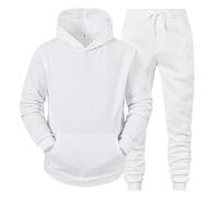 Survêtement pour homme en coton - Coupe ajustée - Pull à capuche - Pantalon de jogging avec poches - Survêtement de loisirs - Survêtement de maison - Course à pied - Fitness - Survêtement de sport