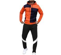 Survêtement pour homme ensemble complet patchwork à manches longues pull à capuche et pantalon de jogging avec cordon de serrage 2 pièces ensemble sweat à capuche et jogging bloc de couleur tenue