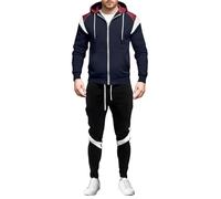 Survêtement pour homme ensemble complet veste patchwork et jogging avec cordon de serrage coupe ajustée ensemble 2 pièces ensemble sweat à capuche manches longues et pantalon de survêtement léger