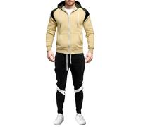 Survêtement pour homme ensemble complet veste patchwork et jogging avec cordon de serrage coupe ajustée ensemble 2 pièces ensemble sweat à capuche manches longues et pantalon de survêtement léger