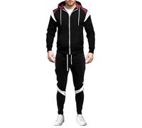 Survêtement pour homme ensemble complet veste patchwork et jogging avec cordon de serrage coupe ajustée ensemble 2 pièces ensemble sweat à capuche manches longues et pantalon de survêtement léger