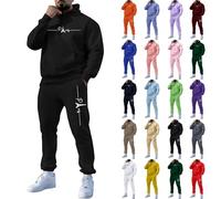 Survêtement pour homme imprimé Tour Eiffel Ensemble complet sweat à capuche à manches longues et pantalon de jogging 2 pièces léger à capuche et pantalon de survêtement avec cordon de serrage, Noir