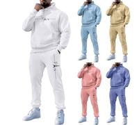 Survêtement pour homme imprimé Tour Eiffel Ensemble complet sweat à capuche à manches longues et pantalon de jogging 2 pièces léger à capuche et pantalon de survêtement avec cordon de serrage, blanc