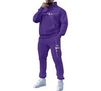 Survêtement pour homme imprimé Tour Eiffel Ensemble complet sweat à capuche à manches longues et pantalon de jogging 2 pièces léger à capuche et pantalon de survêtement avec cordon de serrage, violet