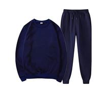 Survêtement pour homme - Survêtement 2 pièces - Manches longues - Col rond - Pantalon de jogging avec ensemble sans capuche - Survêtement uni - Survêtement de loisirs - T-shirt à manches longues et