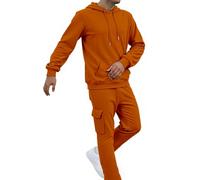 Survêtement pour homme - Survêtement de sport pour homme - Couleur unie - Chaud - Sweat à capuche - Pantalon de jogging - 2 pièces - Hip Hop - Combinaison de fitness - Coupe ample - Survêtement de