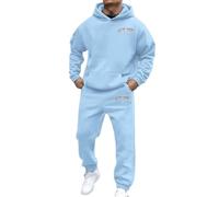 Survêtement pour homme - Sweat à capuche et pantalon de jogging New York - 2 pièces - Tenue de loisirs - Ensemble d'extérieur élégant - Tenue d'hiver - Course à pied - Fitness, bleu clair, S