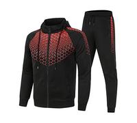 Survêtement pour homme zippé avec poches à fermeture éclair - Pull avec impression - Ensemble de jogging - Sweat à capuche et pantalon long - Veste de survêtement 2 pièces respirante et évacuant