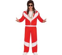 Survêtement rétro des années 80 Costume Rouge Blanc Carnaval Classique Culte Nostalgie Chic Tenue de sport Inspiré Voyage dans le temps, Taille : 48 - 50 (M) Couleur : Rouge