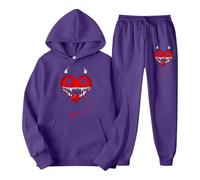 Survêtement unisexe avec imprimé Chucky , ensemble d'horreur, 2 pièces, composé d'un sweat à capuche et d'un pantalon, pour les fans, survêtement effrayant pour Halloween, Style_u07 violet, L