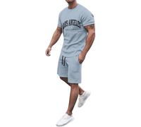 Survêtements Homme - Ensemble De T-shirt Surdimensionné Deux Pièces Pour Hommes Imprimé Léopard À Manches Courtes Haut De Mode T-shirt D'été Lâche Décontracté Surdimensionné Haut Long Style Quatre