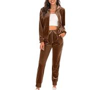 Survêtements pour Femmes velours Lounge Wear Sweat à Capuche Ensemble de Sport Jogging Décontracté Sportswear Survêtement à Manches Longues Haut et Pantalon 2 Pièce Sweat À Capuche et Pantalons Baggy