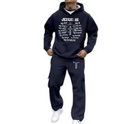 Survêtements pour hommes imprimés à manches longues sweat à capuche ensembles de jogging décontractés sport jogging hauts pantalons assortis vêtements de sport survêtement, 12#_Bleu marine, M