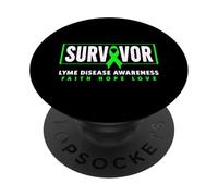 Survivant de la maladie de Lyme - Ruban Vert Sensibilisation à la maladie de Lyme PopSockets PopGrip Adhésif