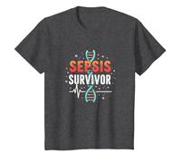 Survivant de la Sensibilisation à la septicémie - Inspirer la récupération médicale T-Shirt, Enfant, Chiné Foncé, 8 Ans