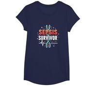 Survivant de la Sensibilisation à la septicémie - Inspirer la récupération médicale T-Shirt, Fille, Bleu Marine, M