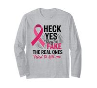 Survivant de Mastectomie avec Ruban Rose pour Lutte Contre Le Cancer du Sein Manche Longue