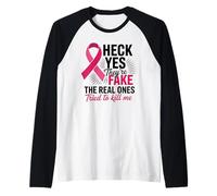 Survivant de Mastectomie avec Ruban Rose pour Lutte Contre Le Cancer du Sein Manche Raglan
