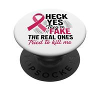 Survivant de Mastectomie avec Ruban Rose pour Lutte Contre Le Cancer du Sein PopSockets PopGrip Adhésif