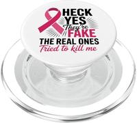 Survivant de Mastectomie avec Ruban Rose pour Lutte Contre Le Cancer du Sein PopSockets PopGrip pour MagSafe