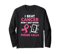 Survivant du Cancer du Sein drôle Ruban Rose Guerrier Antisocial Manche Longue