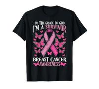 Survivante du Cancer du Sein, Ruban Pink, grâce, Dieu, Prise T-Shirt Graphique avec Valeur