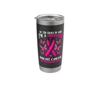 Survivante du cancer du sein Ruban pink Grâce Gobelet isotherme en acier inoxydable double paroi