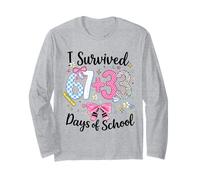 Survived 67 33 Days of School Teacher 100 Day School School Floral Manche Longue