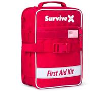 SurviveX Grande trousse de premiers secours pour voiture, voyage et maison - Kit d'urgence pour randonnée, camping, randonnée et aventures en plein air - Comprend des bandes de fermeture à glissière