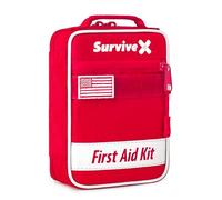 SurviveX Petit kit de premiers secours pour voiture, voyage et maison - Kit d'urgence pour la randonnée, le camping, la randonnée et l'extérieur - Avec bande de fermeture éclair à point - Approuvé par