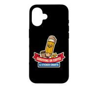 Surviving on Coffee and Stickers Charts Funny Teacher School Coque pour iPhone 16