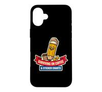 Surviving on Coffee and Stickers Charts Funny Teacher School Coque pour iPhone 16 Plus
