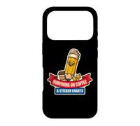 Surviving on Coffee and Stickers Charts Funny Teacher School Coque pour iPhone 17 Pro